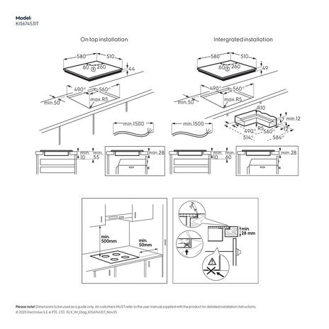 Electrolux 60cm 800 SenseBoil&Fry built-in induction hob with 4 cooking zones |KIS67453IT