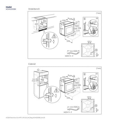 Electrolux 60cm 300 Series built-in single oven with 65L capacity |KOHGE00BX