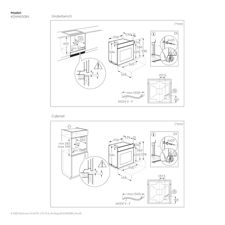 Electrolux 60cm 300 Series built-in single oven with 65L capacity |KOHHE00BX - Urbancucine 