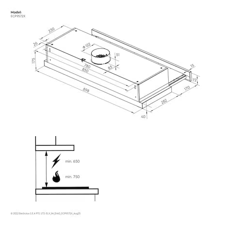 Electrolux 90cm 300 Series pull-out extractor hood |ECP9572X