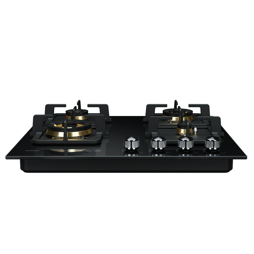 Robam Built in Gas Hob Black Gold Series | Model: B420 | Premium Brass Burners |Explosion Proof 8mm Black Glass | 60cm width|B420