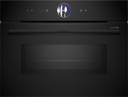 Bosch Series 8 built-in compact oven with microwave function 60 x 45 cm Black|CMG7361B