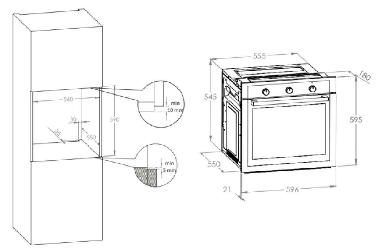 CARYSIL BUILT IN ELECTRIC OVEN 60CM |TA OV EL 60 8F SS
