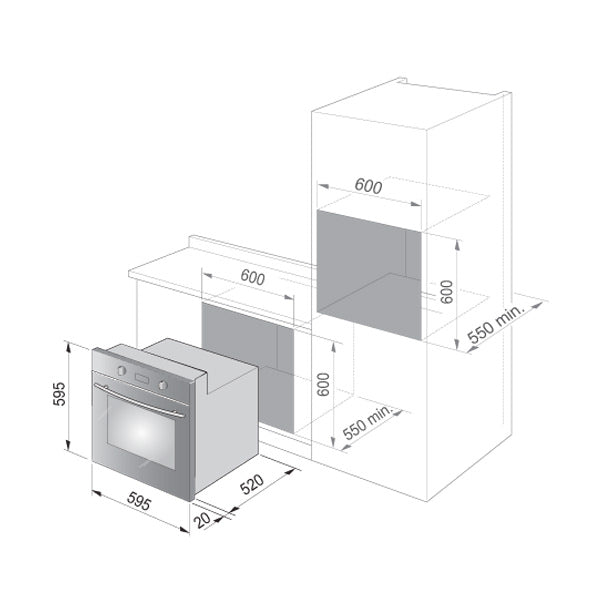 ALGOR Built in Gas Oven 60cm|ALOV60GSS