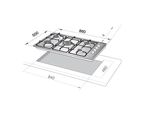 Elba Built-in Gas Hobs 90 cm|E90-540 X