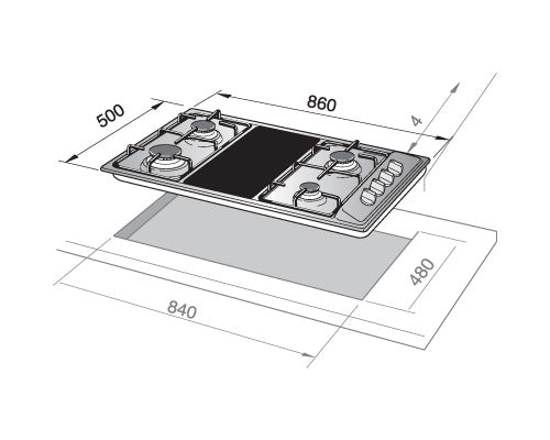 Elba Built-in Gas Hobs 90 cm|E95-425 X