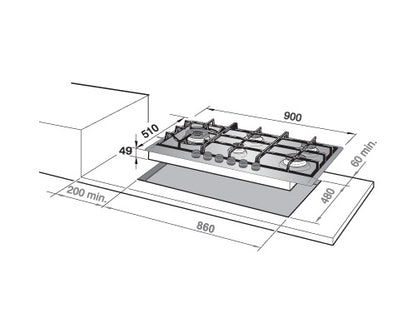 Elba Built-in Gas Hobs 90 cm|ELIO 95-545 L