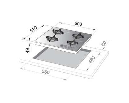 Elba Built-in Gas On Glass Hobs 60 cm|ELIO 65-445 CG