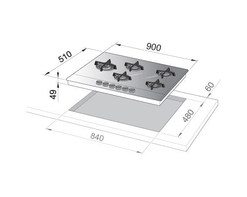 Elba Built-in Gas On Glass Hobs 90 cm|ELIO 95-565 CG