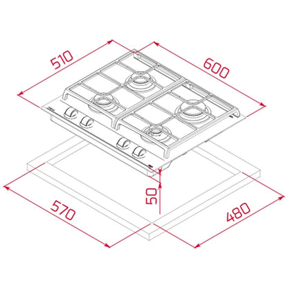 TEKA Built in Gas‑on‑Glass Hob with ExactFlame 60 cm |GZC 64300 BK