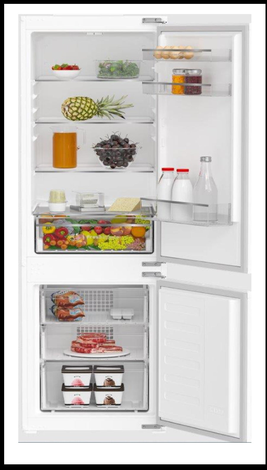 Indesit Built in Double door Fridge - Freezer bottom 271 L White |BIINS54 1281 ME - Urbancucine 