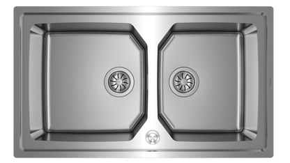 Teka Top/Flush stainless steel sink with two bowls and SilentSmart|Brooklyn 90 M-XP 2B