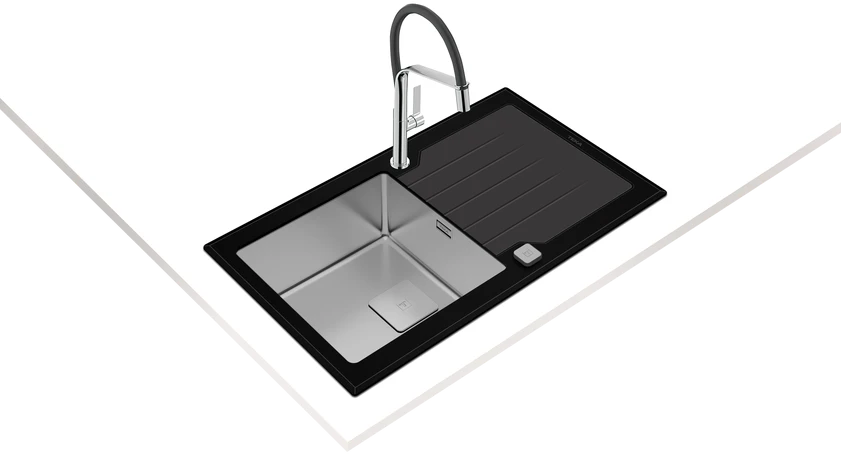 Teka Urban Colors Edition Inset Glass Sink with one bowl and one drainer|Diamond RS15 1B 1D 86 AUTO - Urbancucine 