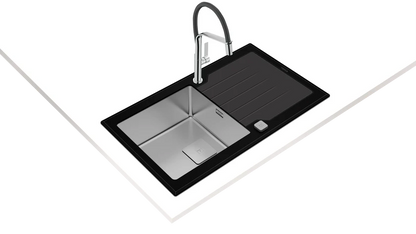 Teka Urban Colors Edition Inset Glass Sink with one bowl and one drainer|Diamond RS15 1B 1D 86 AUTO - Urbancucine 