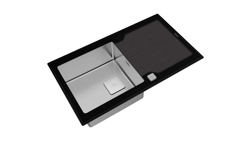 teka Urban Colors Edition Inset Glass Sink with one bowl and one drainer|Diamond RS15 1B 1D 86 AUTO - Urbancucine 