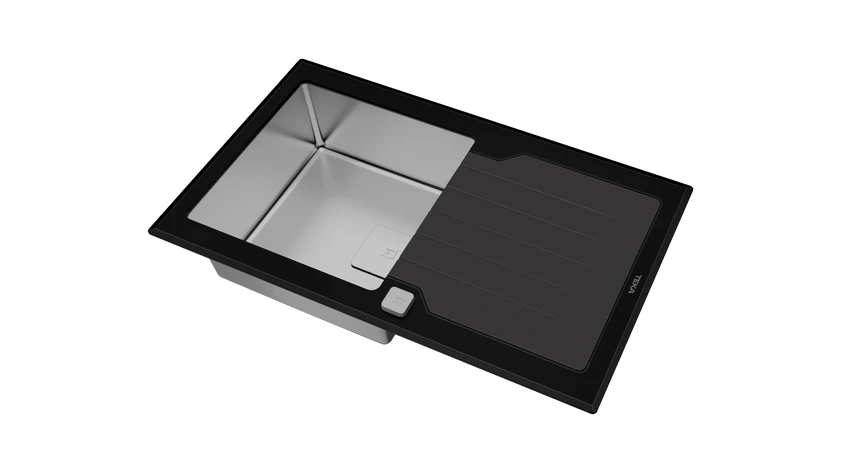 Teka Urban Colors Edition Inset Glass Sink with one bowl and one drainer|Diamond RS15 1B 1D 86 AUTO - Urbancucine 