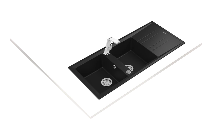 Teka Inset Tegranite Sink with two bowls and one drainer|STONE 80 B-TG 2B 1D AUTO BC - Urbancucine 