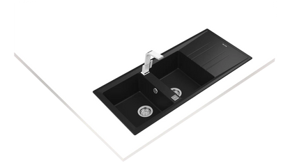 Teka Inset Tegranite Sink with two bowls and one drainer|STONE 80 B-TG 2B 1D AUTO BC - Urbancucine 