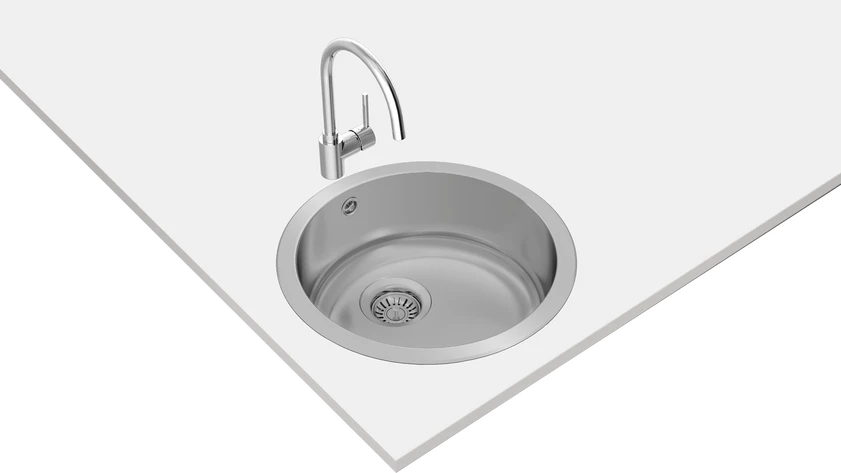 Teka 2-in-1 installation stainless steel sink with matt finish|Starbright 45 E-XN 1B RND - Urbancucine 