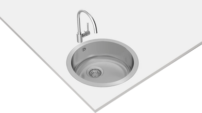 Teka 2-in-1 installation stainless steel sink with matt finish|Starbright 45 E-XN 1B RND - Urbancucine 