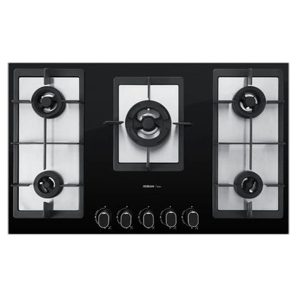 Robam Built in Premium Copper Burners Gas Hob | Model: B582 | Very Large Surface - Accommodates 5 Large Pans | Width: 90cm|B582