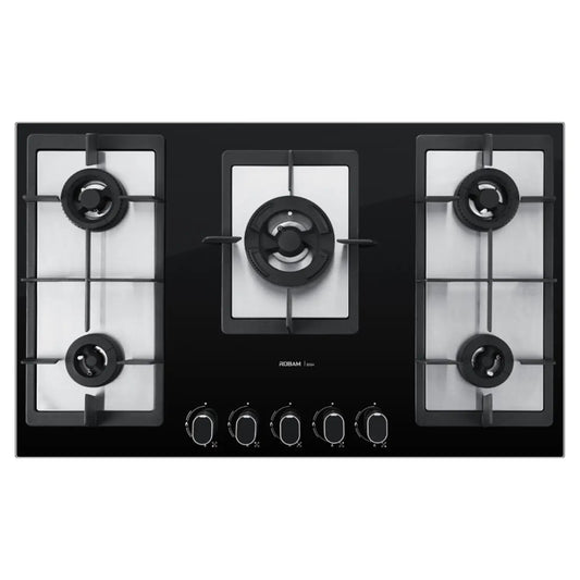 Robam Built in Premium Copper Burners Gas Hob | Model: B582 | Very Large Surface - Accommodates 5 Large Pans | Width: 90cm|B582