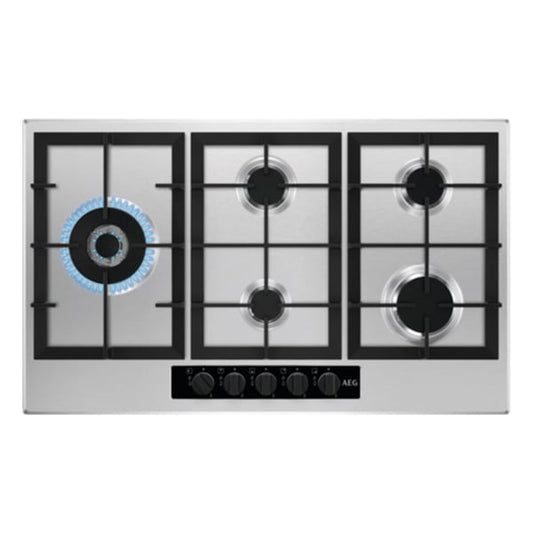 AEG Gas Hob Built-In 90cm 5 Burner Stainless Steel|HGB95520YM