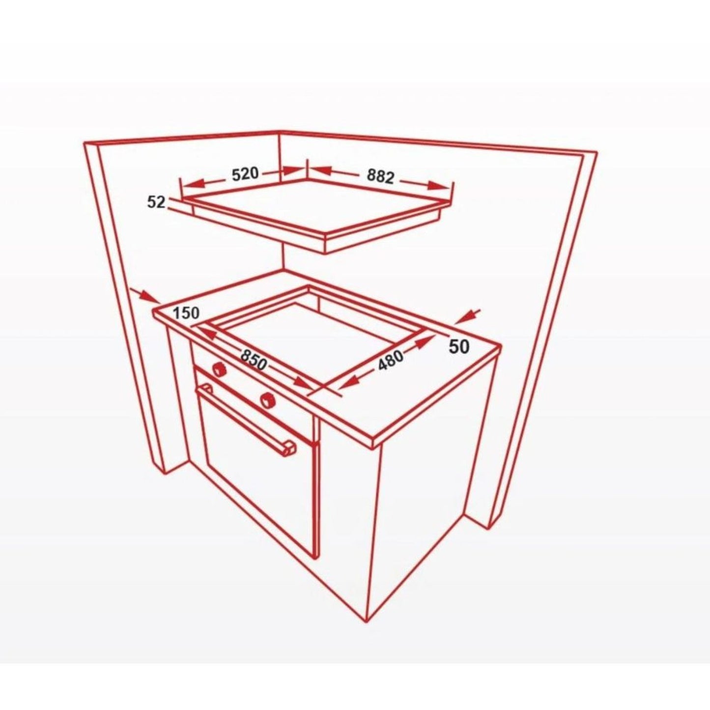 Hoover Built-In Gas Hob Glass 90cm | HGH-V95G-GBI