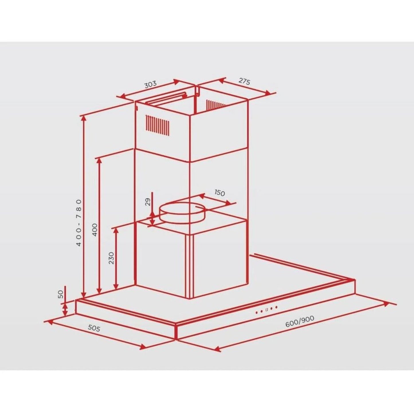 Hoover Built-In T-Shape Hood 60cm | HTH-A60-SBI