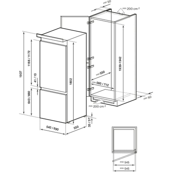 Millen Built In Double Door Refrigerator 341 Litres|MBIM 193.7D