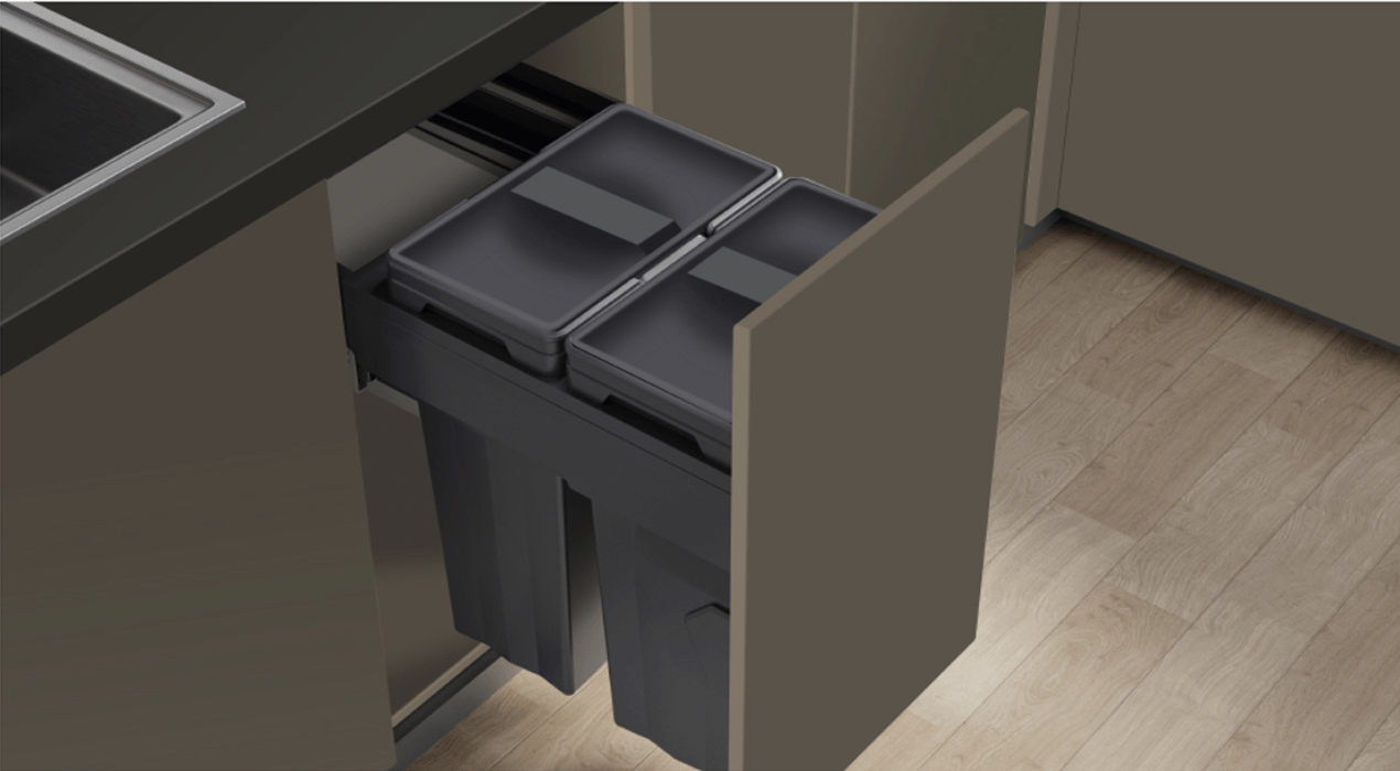 Elite 45cm Max Volume Waste Bin 74L (2x37L) |E101GR