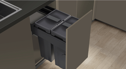 Elite 45cm Max Volume Waste Bin 74L (2x37L) |E101GR