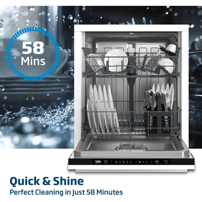 Beko | Built in Fully Integrated Dishwasher 13 Place Settings,5 Programmes,2 Racks, BDIN153E3 - (White)