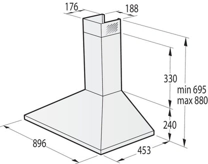 Gorenje Built in Wall Mounted Hood Pyramid Design 90 cm |WHC924EX